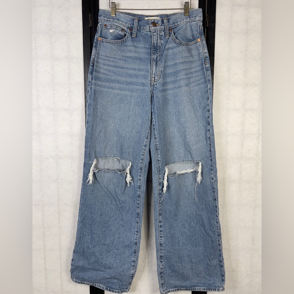Madewell super wide leg jeans Indigo Denim Trousers 27 - Picture 2 of 8
